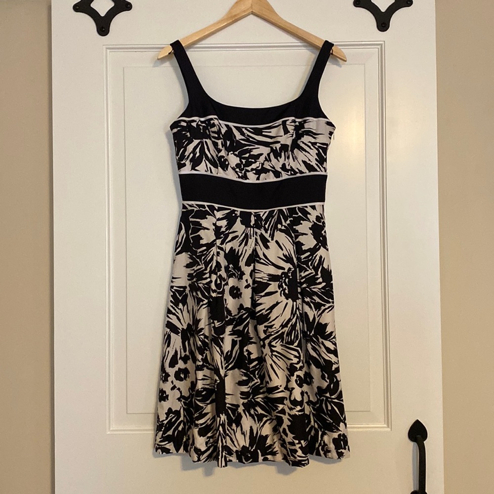 Black flower print dress WHBM